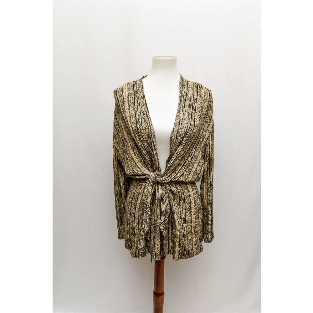Vintage Sharon Anthony womens blouse cream black M 90s
